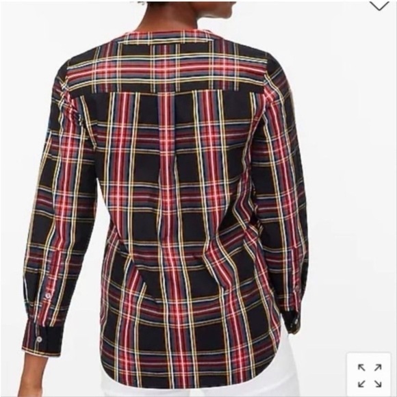 J.Crew Factory Tartan Cotton Poplin Jewel Buttons Shirt Top XXS - Picture 2 of 6
